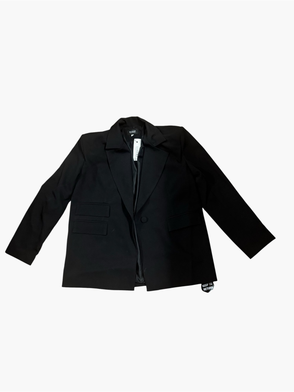 NWT Bluzat Moda Urbana Sharp Shoulder Blazer Black Sz M - Picture 2 of 8